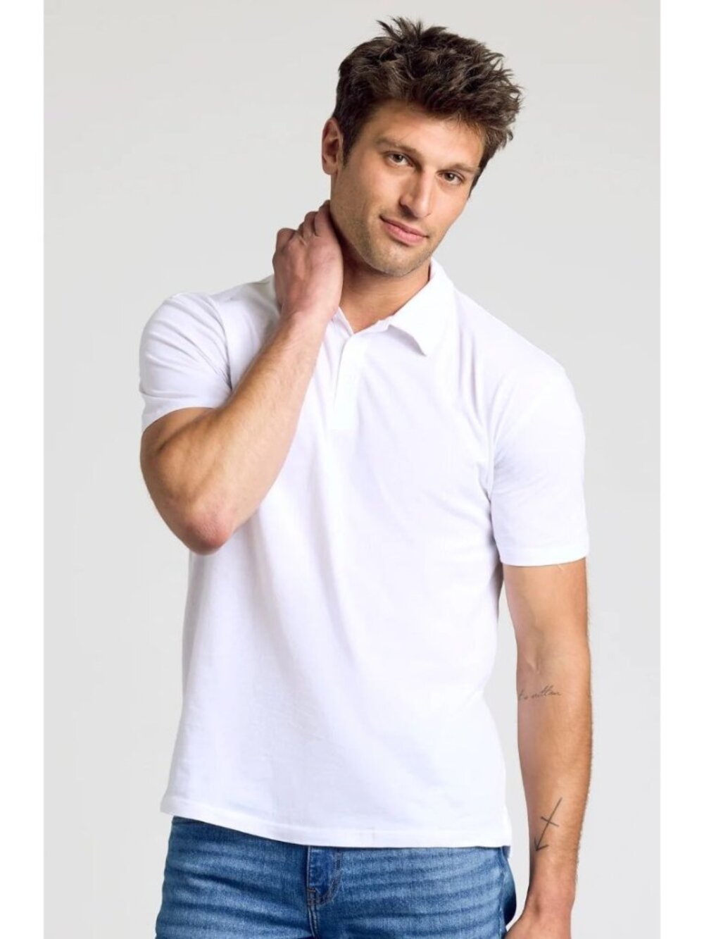 True Classic White Polo Shirt Mens Large Lightweight Performance Fit LARGE